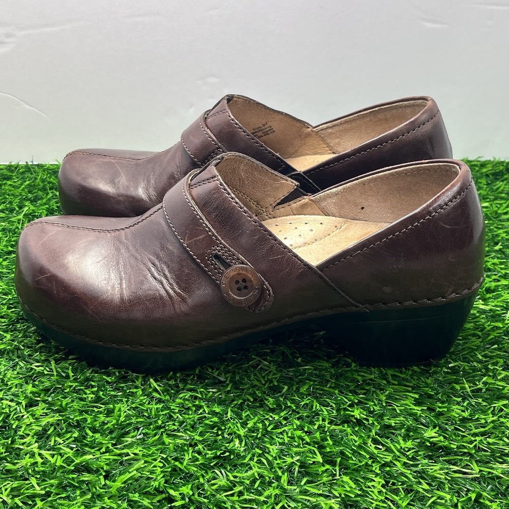 Dansko Solstice Monk Clogs Shoes Sz EU37 US 6.5 Cordovan Brown Leather Split Toe - Picture 3 of 8